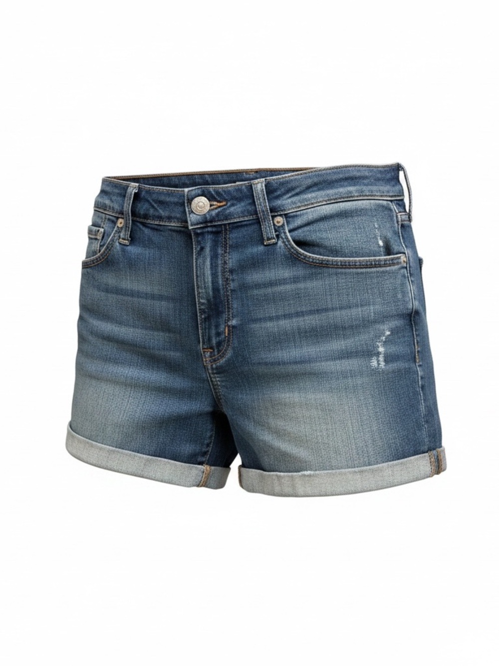 Levi's Washed Blue Rolled-Hem Denim Shorts
